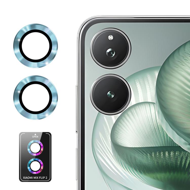 ENKAY Hat-Prince - Lente de cámara trasera 9H con película de vidrio templado de aleación de aluminio para Xiaomi Mix Flip 2 (azul sierra)