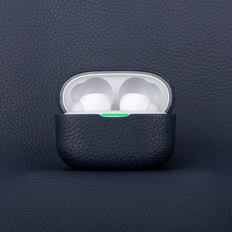 Funda protectora de cuero genuino con estampado de lichi para auriculares Bluetooth Sony LinkBuds S (negro)
