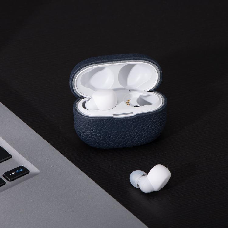 Funda protectora de cuero genuino con estampado de lichi para auriculares Bluetooth Sony LinkBuds S (marrón)