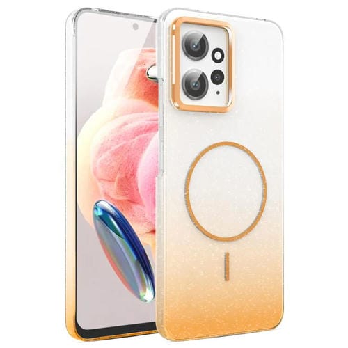 Funda MagSafe a prueba de golpes para Xiaomi Redmi Note 12 4G con purpurina dorada y degradado (dorado)