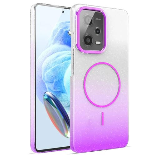 Funda para Xiaomi Redmi Note 12 Pro 4G con purpurina dorada y degradado MagSafe a prueba de golpes (morado)