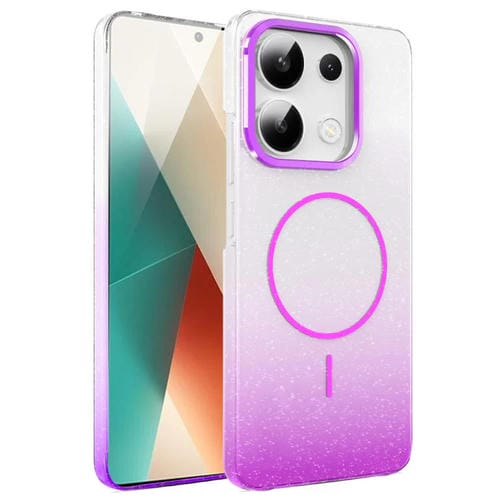 Funda MagSafe a prueba de golpes para Xiaomi Redmi Note 13 4G con purpurina dorada y degradado (morado)