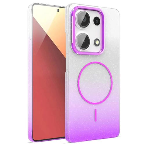 Funda MagSafe a prueba de golpes para Xiaomi Redmi Note 13 Pro 4G con purpurina dorada y degradado (morado)
