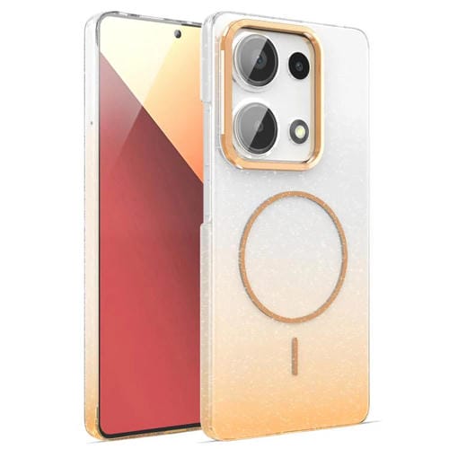 Funda MagSafe a prueba de golpes para Xiaomi Redmi Note 13 Pro 4G con purpurina dorada y degradado (dorada)