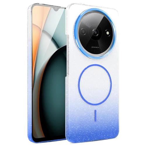 Funda MagSafe a prueba de golpes con degradado de brillo y diamantes dorados para Xiaomi Redmi A3 4G/A3x (azul)