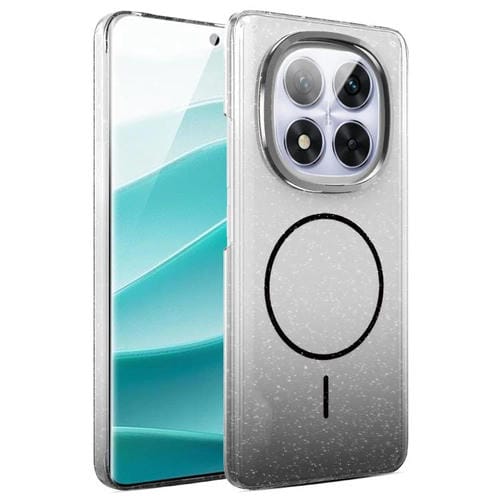 Funda MagSafe a prueba de golpes para Xiaomi Poco X7 5G con purpurina dorada y degradado (negro)