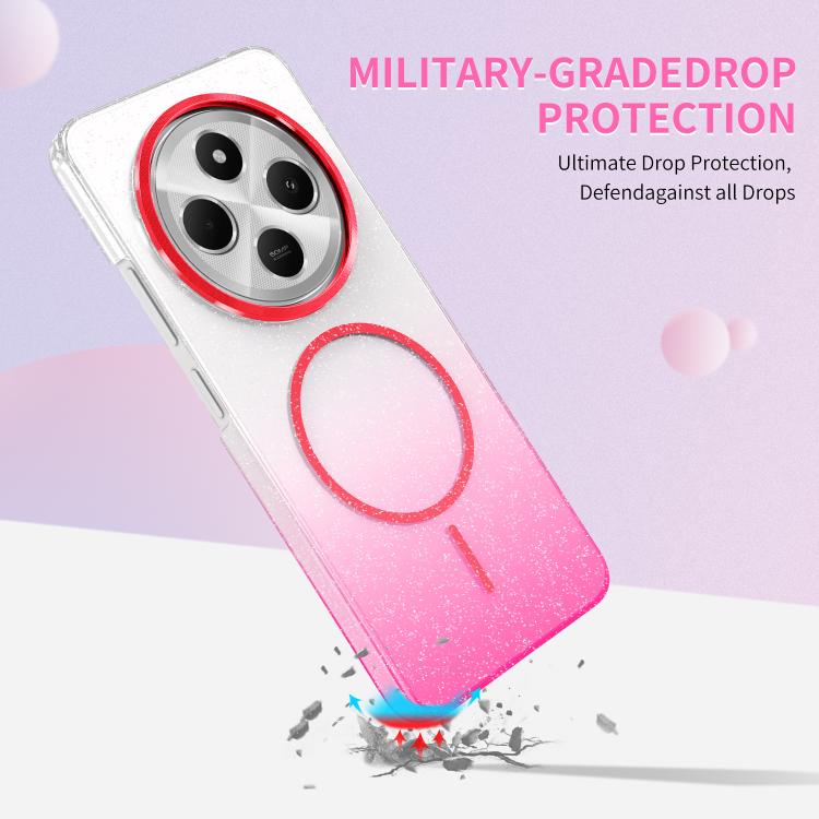 Funda MagSafe a prueba de golpes con degradado de brillo y diamantes dorados para Xiaomi Redmi Note 11/11S (negra)