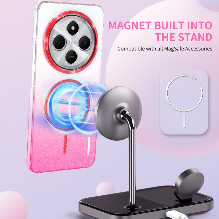 Funda MagSafe a prueba de golpes con degradado de brillo y diamantes dorados para Xiaomi Redmi Note 11/11S (negra)