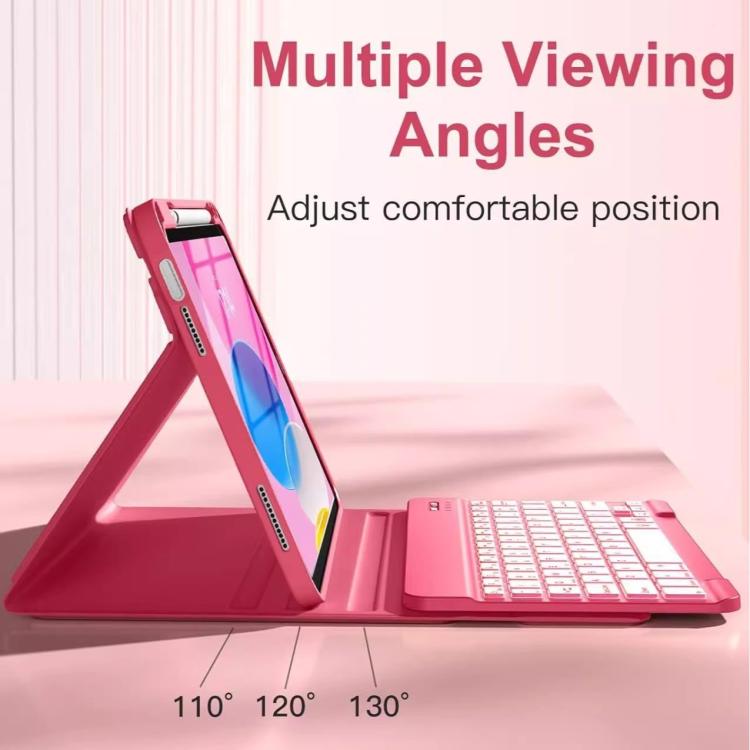 Funda de silicona con teclado Bluetooth para iPad 2025 y ranura para bolígrafo (rosa cereza)