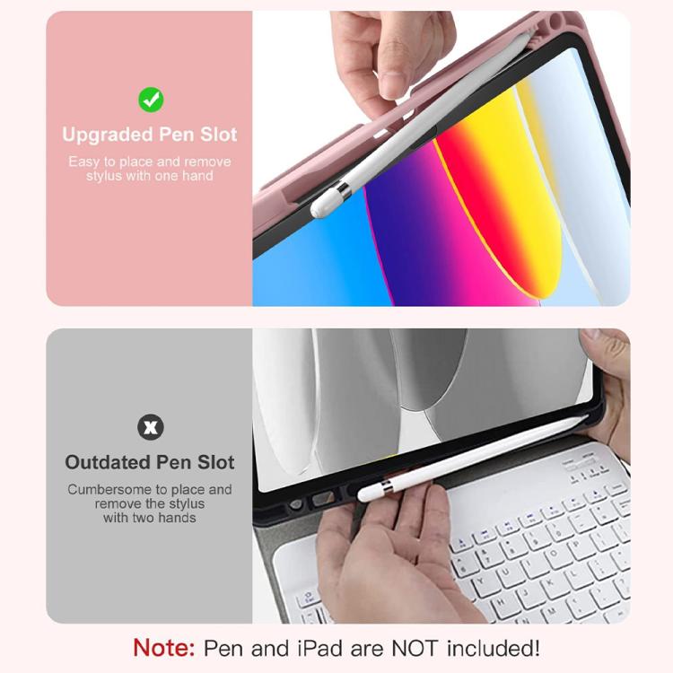 Funda de silicona con teclado Bluetooth para iPad 2025 y ranura para bolígrafo (rosa cereza)