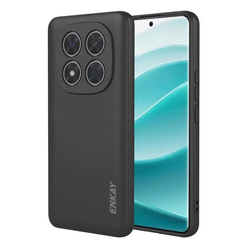 ENKAY - Funda de silicona líquida suave y a prueba de golpes para Redmi Note 14 Pro+ 5G Global (negra)