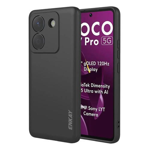 ENKAY - Funda de silicona líquida suave y a prueba de golpes para Xiaomi Poco M7 Pro (negra)