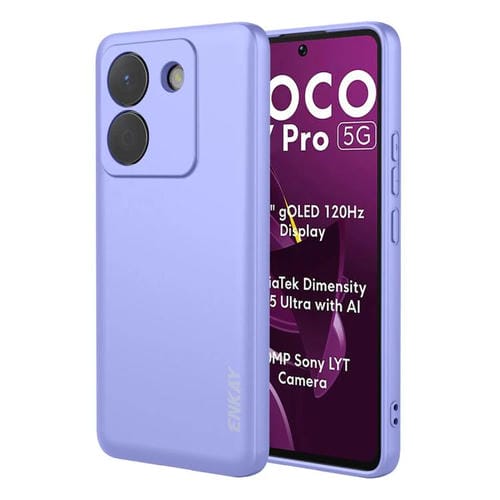 ENKAY - Funda de silicona líquida suave a prueba de golpes para Xiaomi Poco M7 Pro (morada)