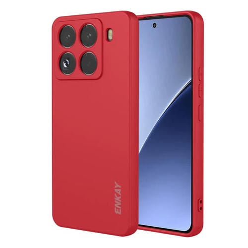 ENKAY - Funda de silicona líquida suave a prueba de golpes para Xiaomi 15 Pro (roja)