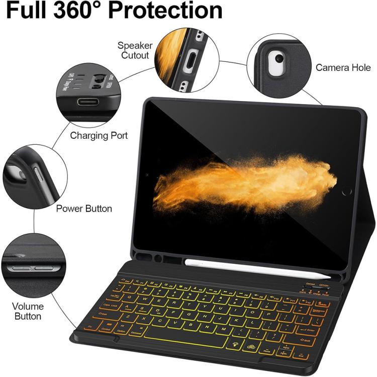 Funda magnética con teclado Bluetooth para iPad Air 2022/2020 de 10,9 pulgadas (morado lavanda)