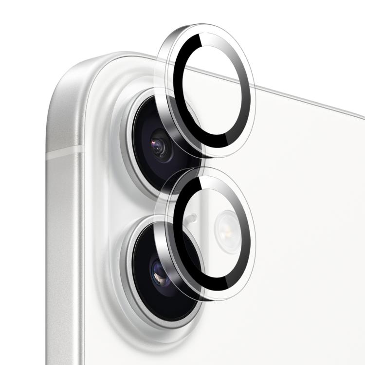Protector de lente de cámara NORTHJO para iPhone 16/16 Plus, película de vidrio templado con anillo transparente (transparente)
