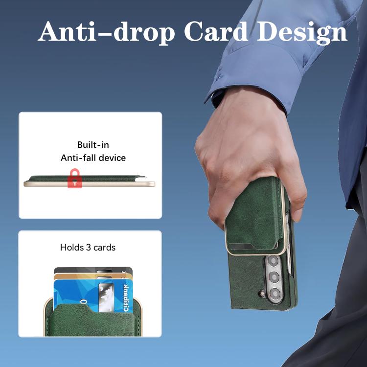 Funda de cuero con etiqueta lateral para Samsung Galaxy Z Fold6 Kalebol Slim MagSafe Ring Magnetic Card Bag (verde)