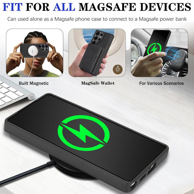 Funda de cuero con tres pliegues y adhesivo lateral para Samsung Galaxy S25 Ultra 5G (negro)