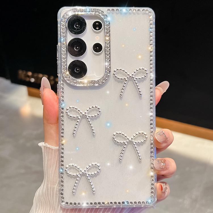 Funda transparente con lazo y cuatro esquinas para Samsung Galaxy A15 5G, a prueba de golpes y con purpurina de diamante (transparente)
