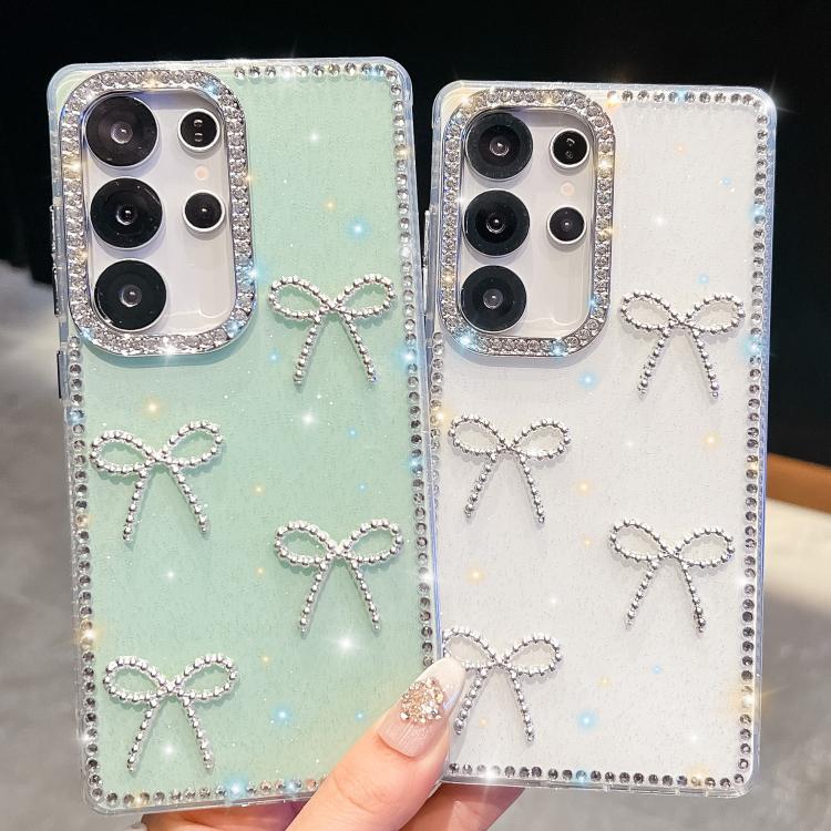 Funda transparente con lazo y cuatro esquinas para Samsung Galaxy A15 5G, a prueba de golpes y con purpurina de diamante (transparente)