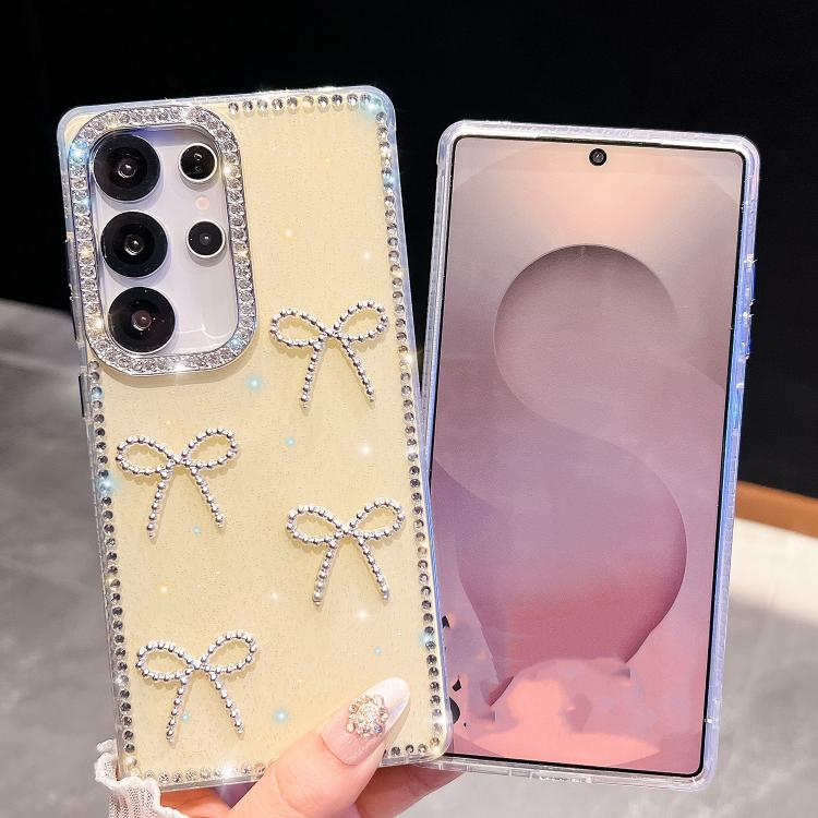 Funda transparente con lazo y cuatro esquinas para Samsung Galaxy A15 5G, a prueba de golpes y con purpurina de diamante (transparente)