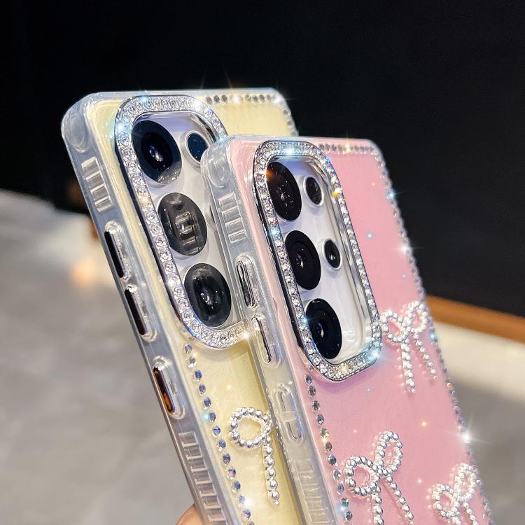 Funda transparente con lazo y cuatro esquinas para Samsung Galaxy A15 5G, a prueba de golpes y con purpurina de diamante (transparente)
