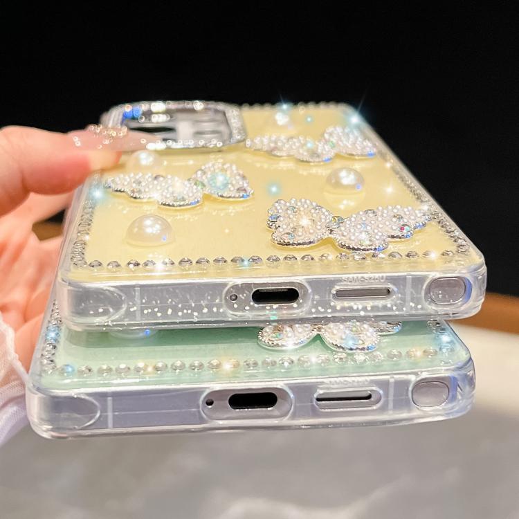 Funda transparente para Samsung Galaxy A26 5G con diseño de mariposa, con purpurina y diamantes en las cuatro esquinas, a prueba de golpes (transparente)