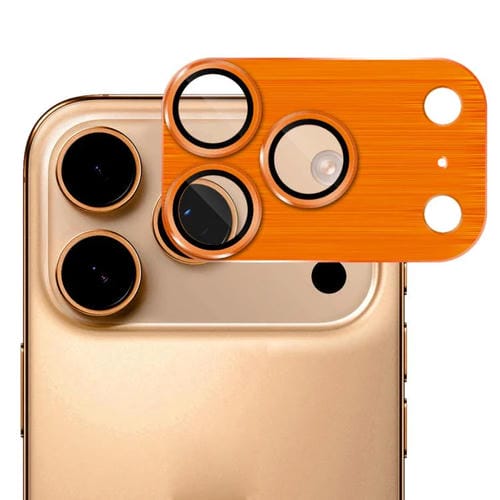 ENKAY - Lente de cámara antirreflejos de aleación de aluminio cepillado con película de vidrio templado para iPhone 17 Pro Max (naranja)