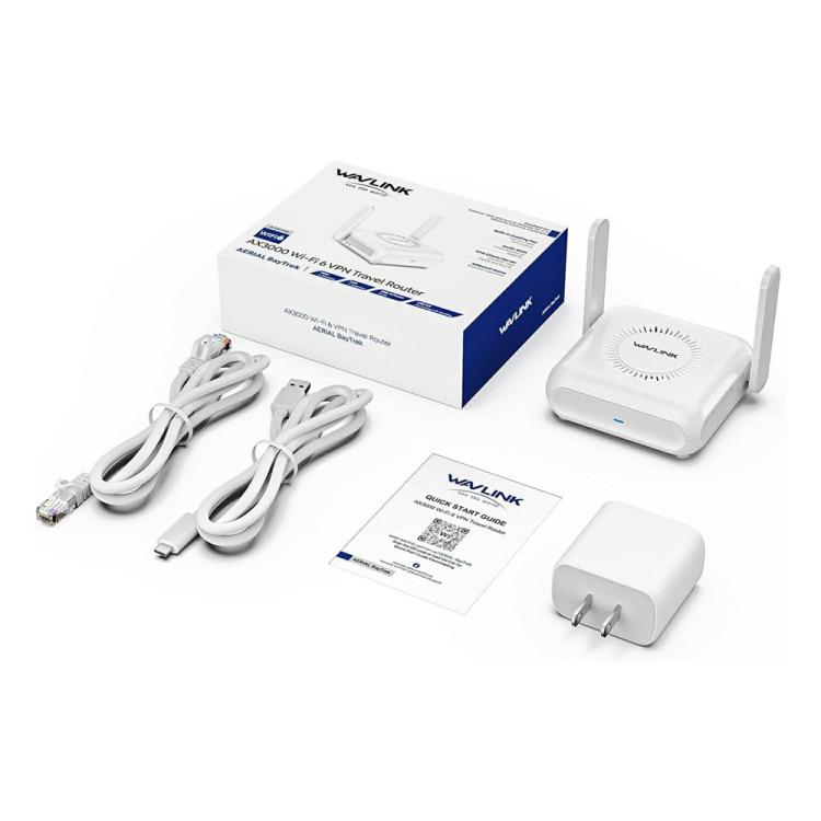 Enrutador de viaje WAVLINK WNT100X3 AX3000 de 160 MHz MU-MIMO OFDMA VPN de doble banda WiFi 6, color: enchufe de EE. UU.