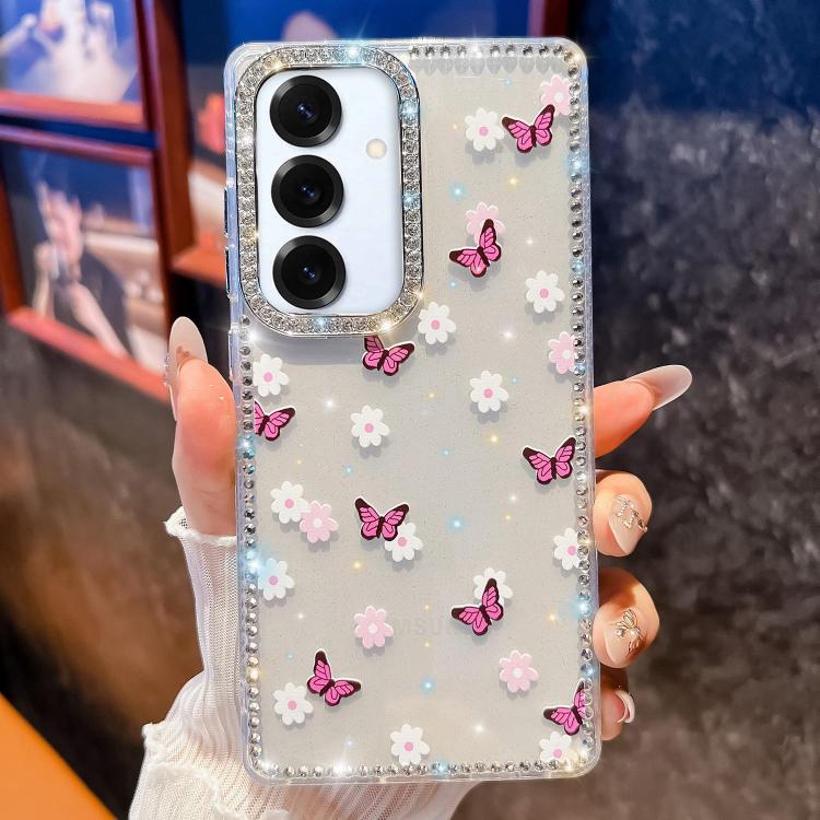 Funda a prueba de golpes con diseño de mariposa y brillo de diamante para Samsung Galaxy A16 5G (Mariposa morada B2)