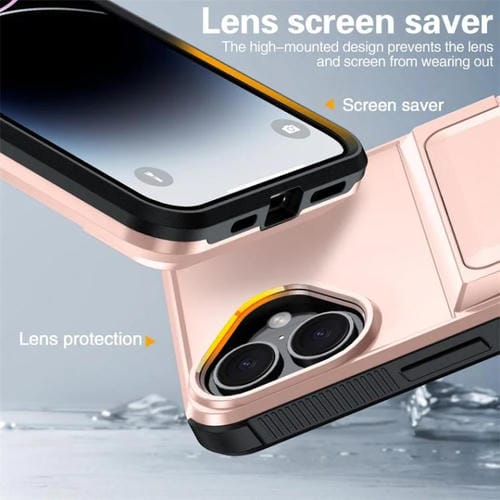 Funda abatible Kalebol para iPhone 16, con tarjetero, a prueba de golpes (oro rosa)