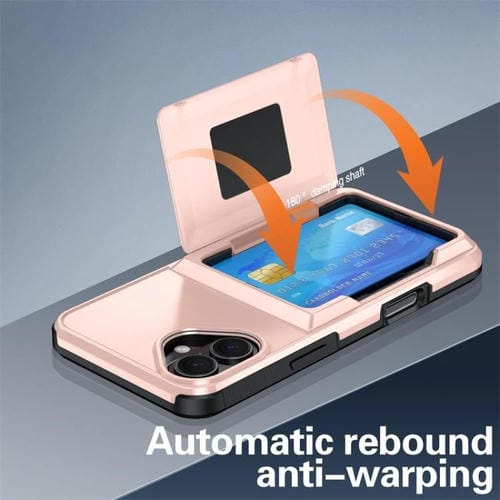 Funda abatible para iPhone 16 con tarjetero Kalebol, a prueba de golpes (gris)