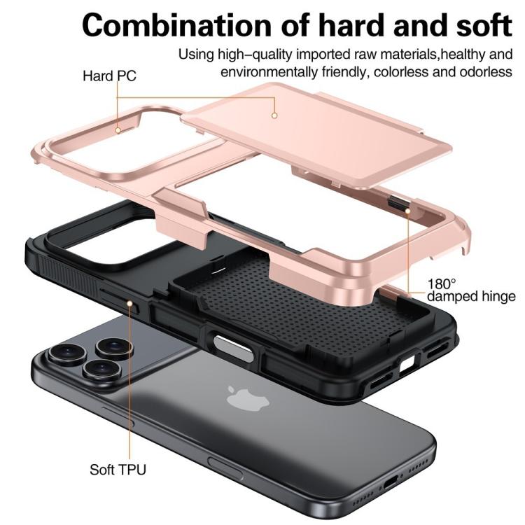 Funda abatible para iPhone 17 Pro Max con tarjetero Kalebol, a prueba de golpes (oro rosa)