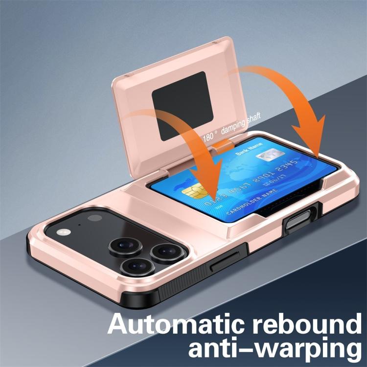 Funda abatible para iPhone 17 Pro Max con tarjetero Kalebol, a prueba de golpes (oro rosa)