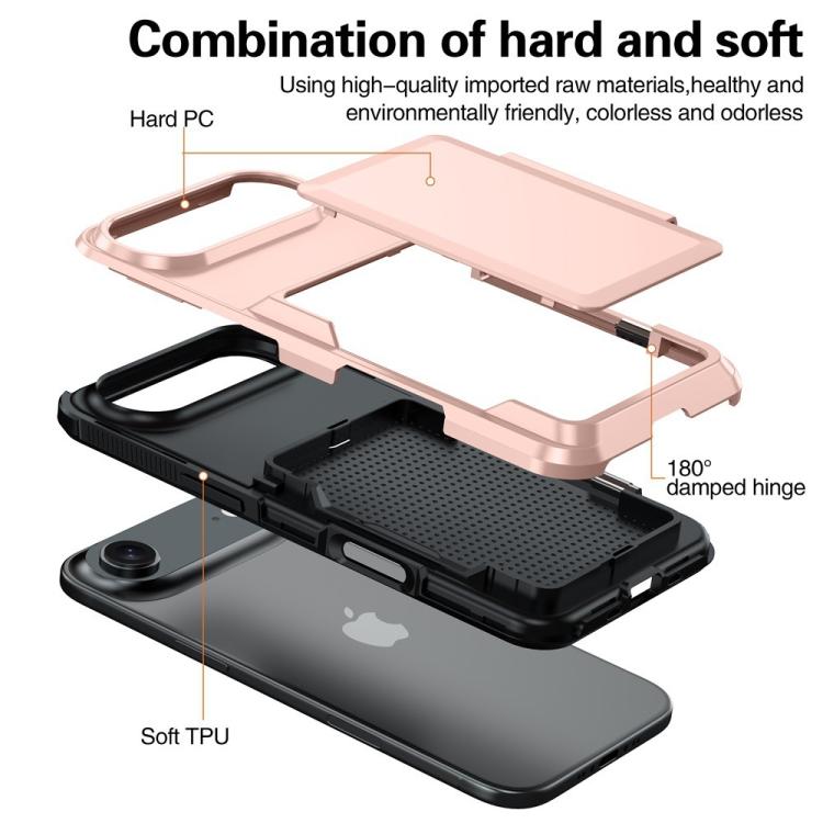 Funda abatible para iPhone 17 Air Kalebol con tarjetero, a prueba de golpes (verde militar)