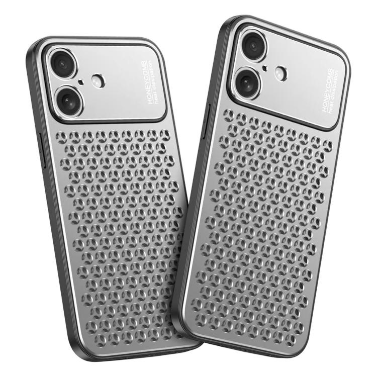 Funda metálica transpirable y refrescante Kalebol para iPhone 16 Plus (plateada)