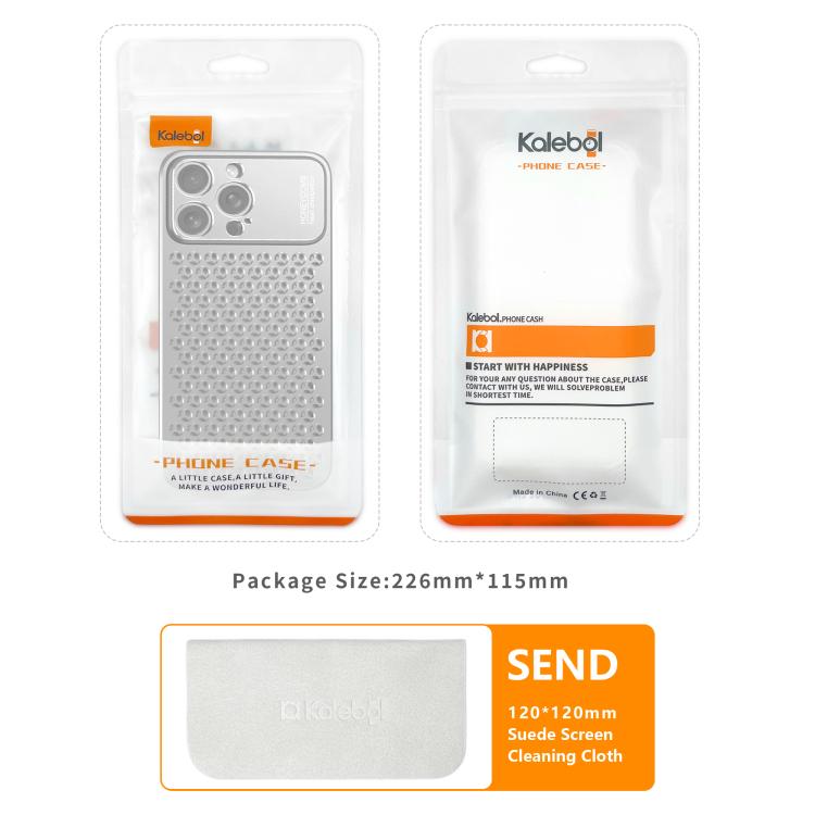 Funda metálica transpirable y refrescante Kalebol para iPhone 16 Plus (plateada)