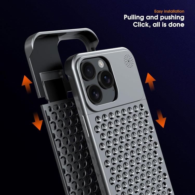Funda de aleación de aluminio Kalebol con aromaterapia para iPhone 13 Pro (gris)