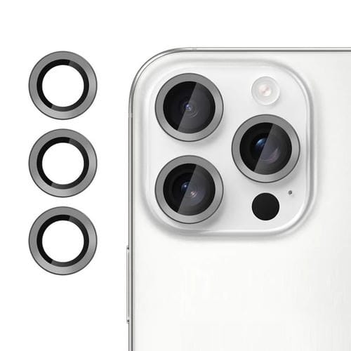 For iPhone 15 Pro Max Kalebol No Flicker Ultra-Thin Individual Camera Lens Tempered Glass Film(Titanium Gray)