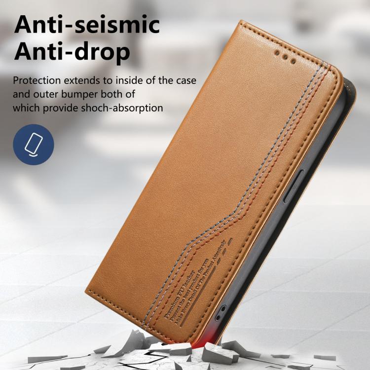 Funda de cuero con correa elástica y ventosa magnética para Samsung Galaxy A35 5G (marrón)