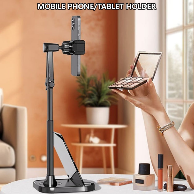 Soporte Retráctil para Escritorio Giratorio para Teléfono y Tableta (Blanco)