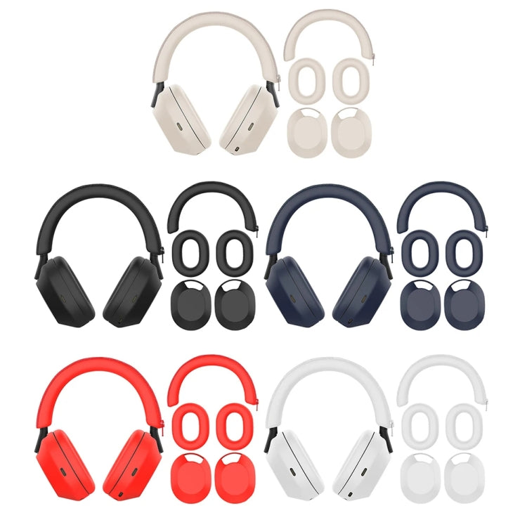 Accesorios para Auriculares Bluetooth Sony Wh-1000Xm5 + Diadema + Funda Protectora para Orejeras (3 En 1) (Blanco)