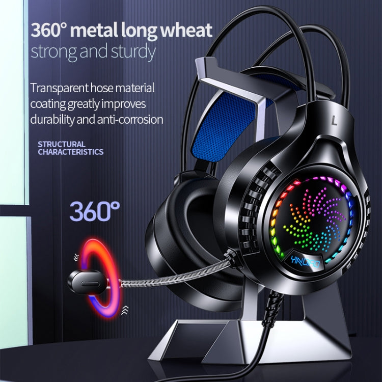 Auriculares con Cable para Ordenador Yindiao Q7 con Luz Colorida, Auriculares para Juegos USB Dual 3,5 mm + USB (Blanco)