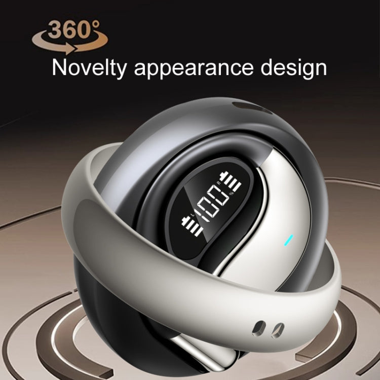 Auriculares Bluetooth De Oído Abierto Giratorios Q93 Con Anillo De Energía Planetaria Con Cordón (Negro)