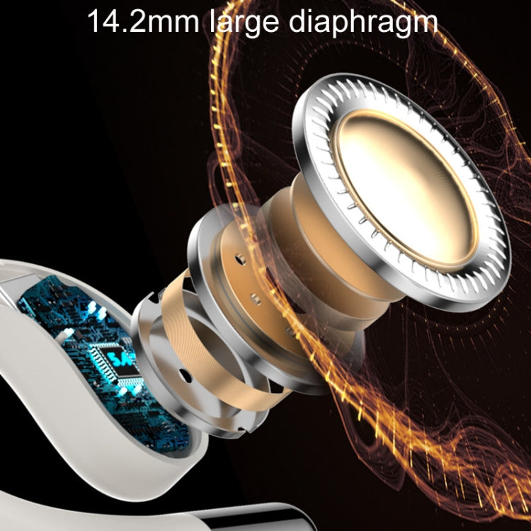 Auriculares Bluetooth De Oído Abierto Giratorios Q93 Con Anillo De Energía Planetaria Con Cordón (Negro)