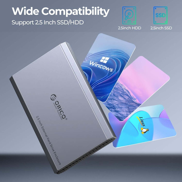 Estuche para Disco Duro Móvil Orico DD25 USB 3.1 5 Gbps 2,5 Pulgadas Estado Sólido y Mecánico Externo SATA Universal