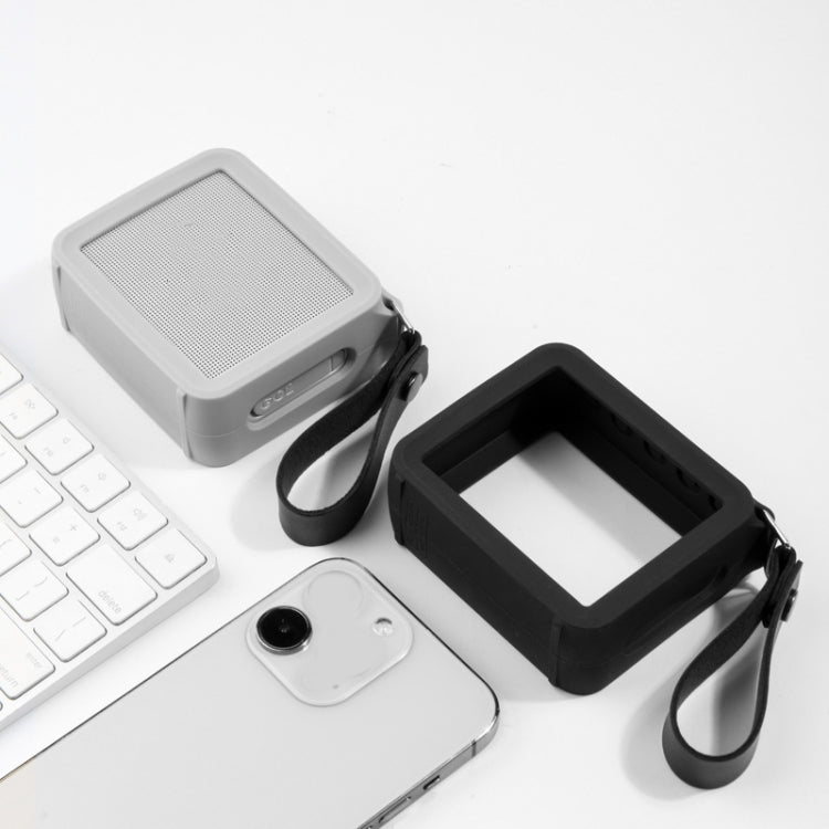 Funda de silicona para altavoz JBL Go 2 con correa de mano de PU roja