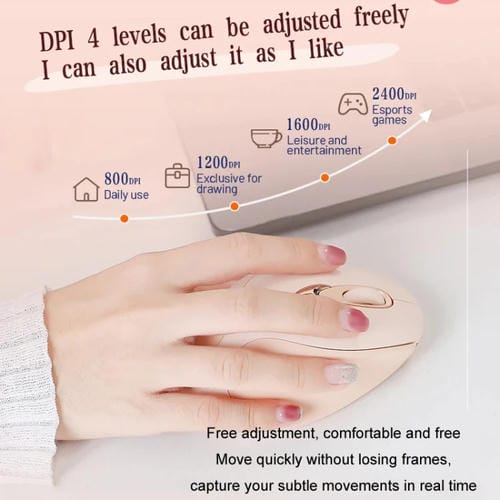 Ratón Inalámbrico Inphic M8P 2.4G con Carga USB Silencioso para Niñas Ratón Ergonómico Portátil Oficina con Pantalla de Alimentación (Té con Leche)