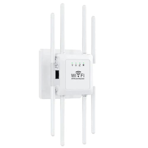 Repetidor Inalámbrico U18 1200 Mbps 2,4 G y 5 G Amplificador de Señal WIFI 8 Antenas Enchufe Estadounidense (Blanco)