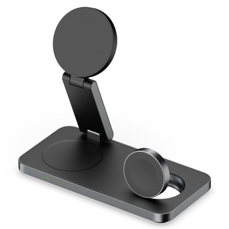 Base de carga inalámbrica magnética plegable T8 3 en 1 para Apple Watch, iPhone y AirPods (Negro)